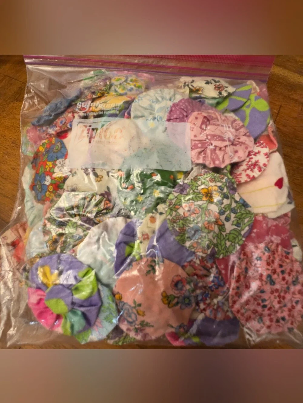 114 Handmade Fabric YoYos Rosettes Cottagecore Grandmacore Quilt Applique Sewing